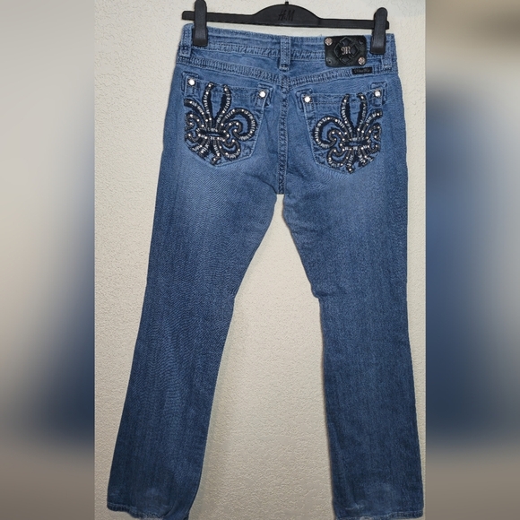 Miss Me Boot Cut Women’s Jeans 30x33 Low Rise Distressed Bling Sequins - Picture 12 of 16